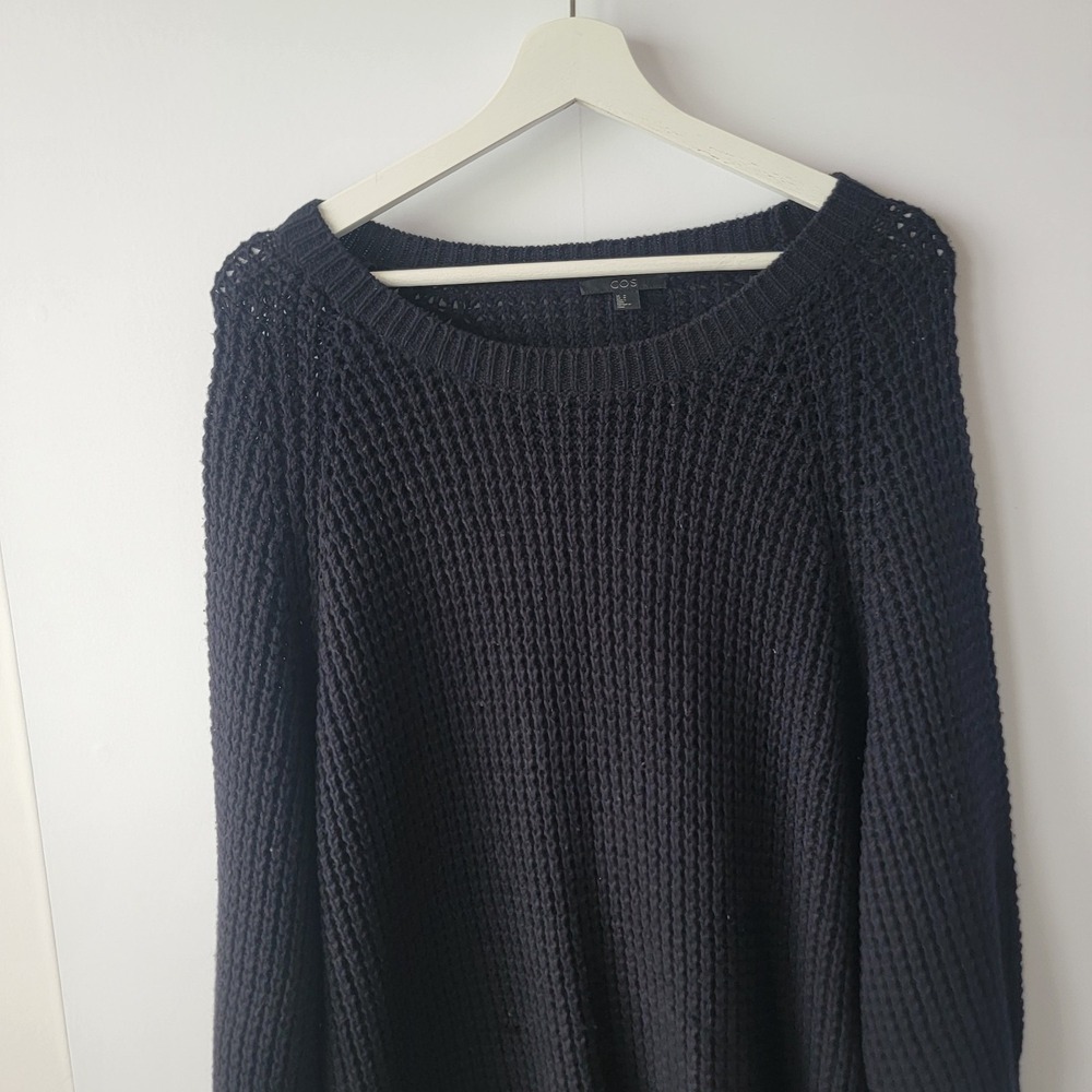 COS women's knitted crew neck sweater dresssize M 3/4 sleeve black - Picture 4 of 7